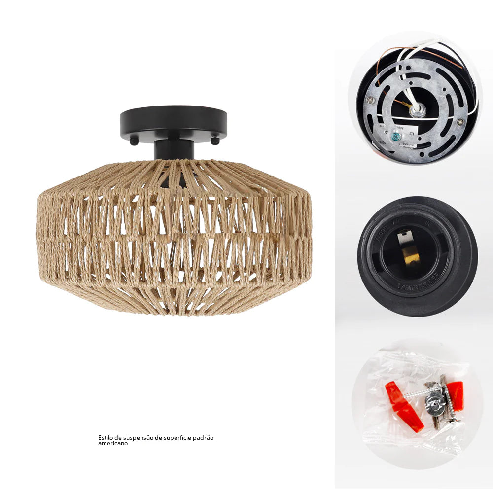 Amazon Rattan Ceiling Light, Vintage Style (Single)