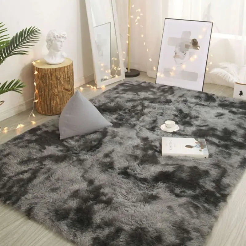 Dark Grey Plush Shaggy Area Rug for Bedroom and Living Room