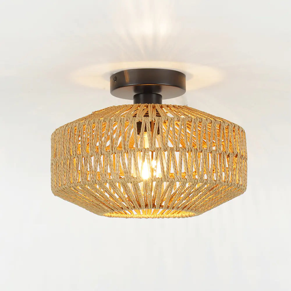 Amazon Rattan Ceiling Light, Vintage Style (Single)