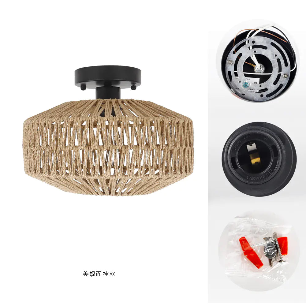 Amazon Rattan Ceiling Light, Vintage Style (Single)