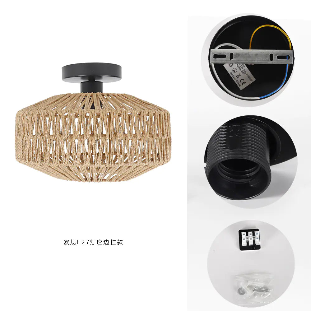Amazon Rattan Ceiling Light, Vintage Style (Single)