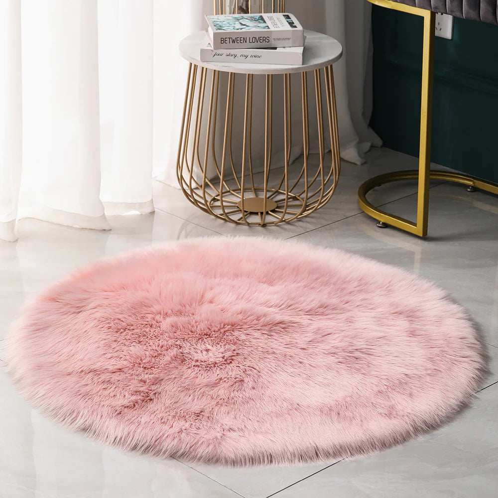 1pc Soft Shaggy Faux Fur Area Rug for Living Room
