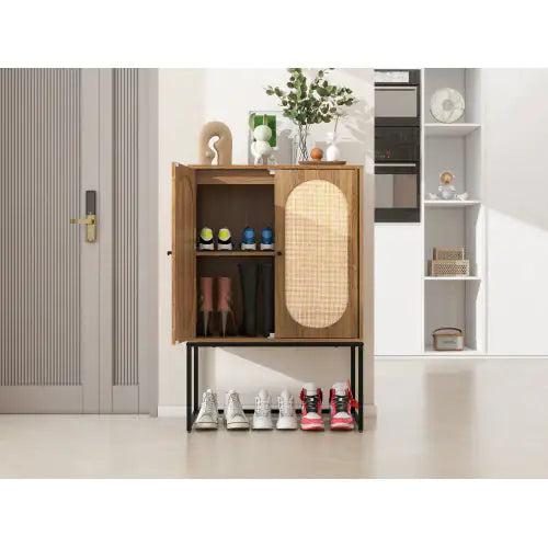 Natural Rattan, Allen 2 Door High Cabinet for Bedroom and Living Room